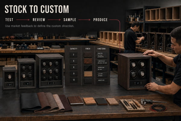Test, learn, sample and scale watch winder sourcing pathway