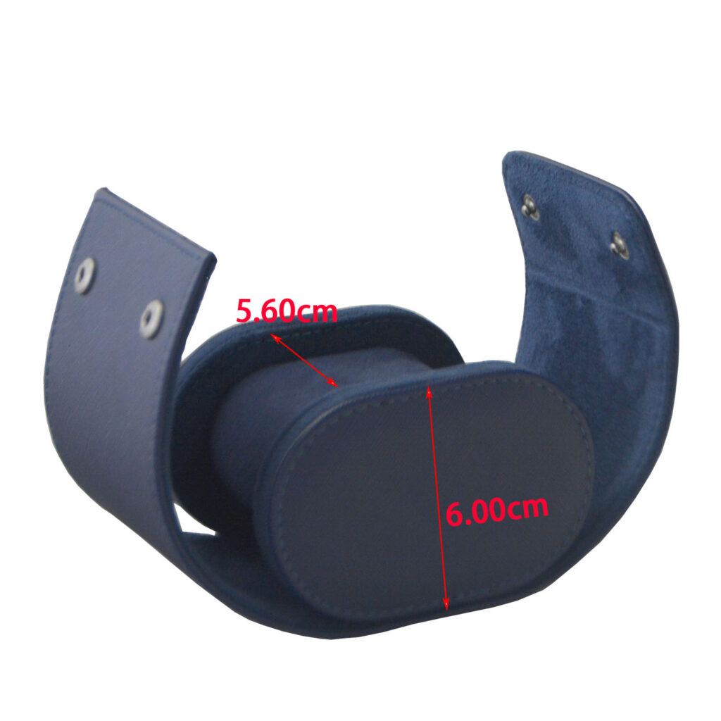 Crossed Grain Blue PU Leather 1 Watch Roll