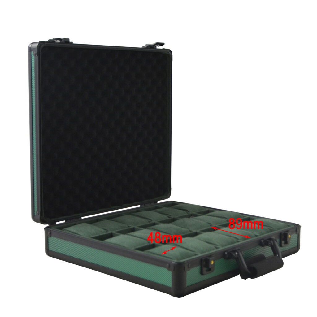 Green Aluminum Alloy Frame 18 Watch Suitcase
