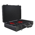 Open 24 slot watch suitcase showing approximately 89 mm by 48 mm compartment dimensions