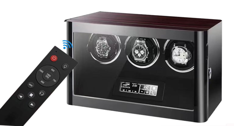 Ebony Finish 3 Watch Winder with Touchscreen & Remote Control