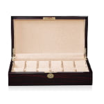 High Glossy Ebony with Apricot 12 Watch Case with Velvet Interior