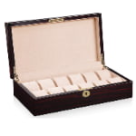 High Glossy Ebony with Apricot 12 Watch Case with Velvet Interior
