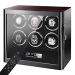 6 watch winder with ebony finish, tempered glass display, touchscreen and remote control