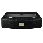 Carbon fiber 4-slot watch organizer box with tempered glass display window