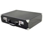 Black PU leather 24 watch suitcase with crocodile grain exterior and combination locks