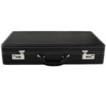 Black PU leather 30 watch case with crocodile grain exterior and combination locks