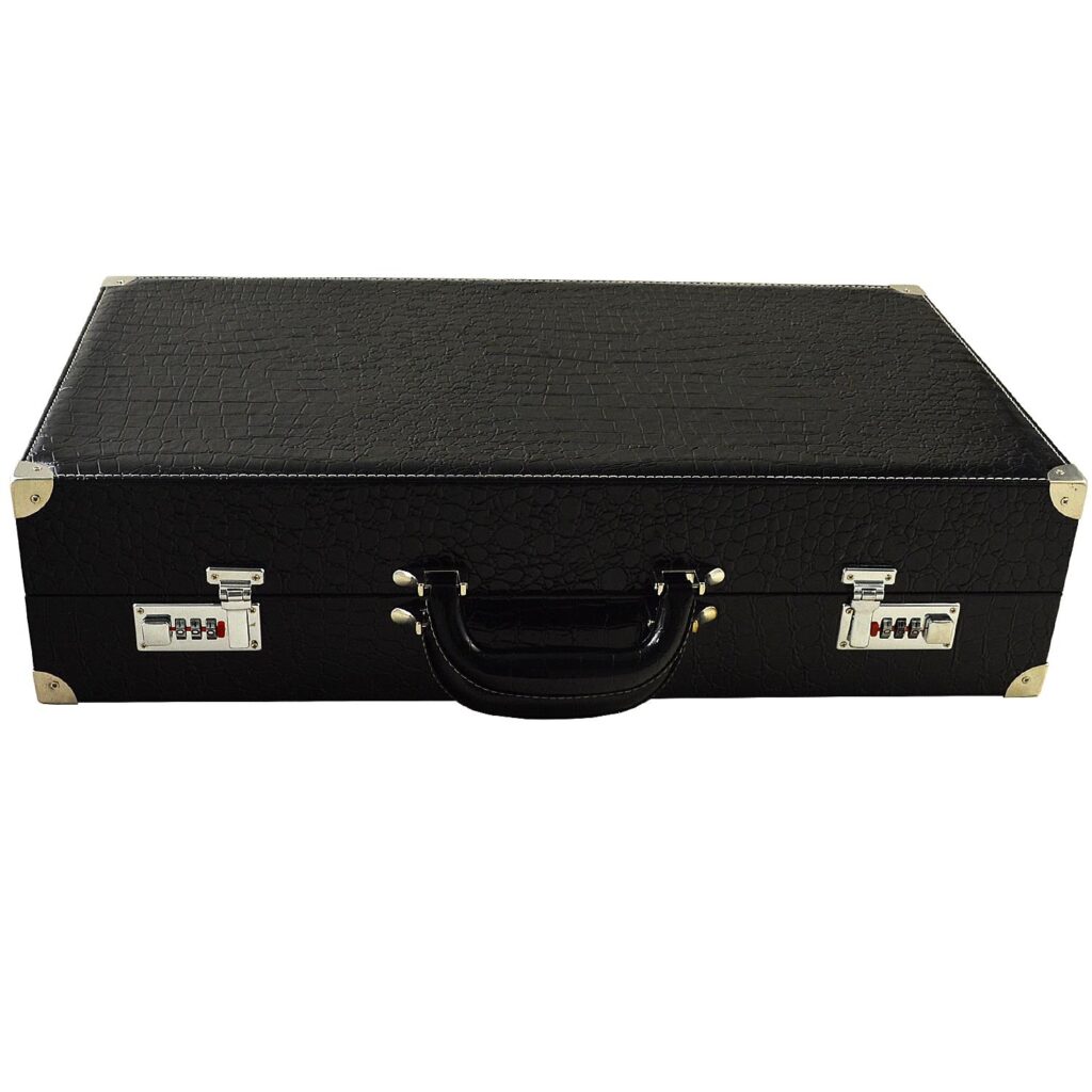 Black PU leather 60 watch case with suitcase handle and combination locks