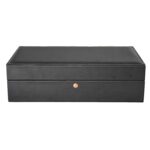 Black PU leather 10 slot watch box with snap button closure