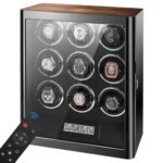 9 watch winder with zebra stripe top, tempered glass door, touchscreen and remote control