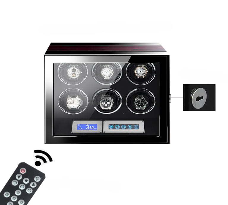 6 Watch Winder with Ebony Finish and Touchscreen Control and 12 o’clock replacement