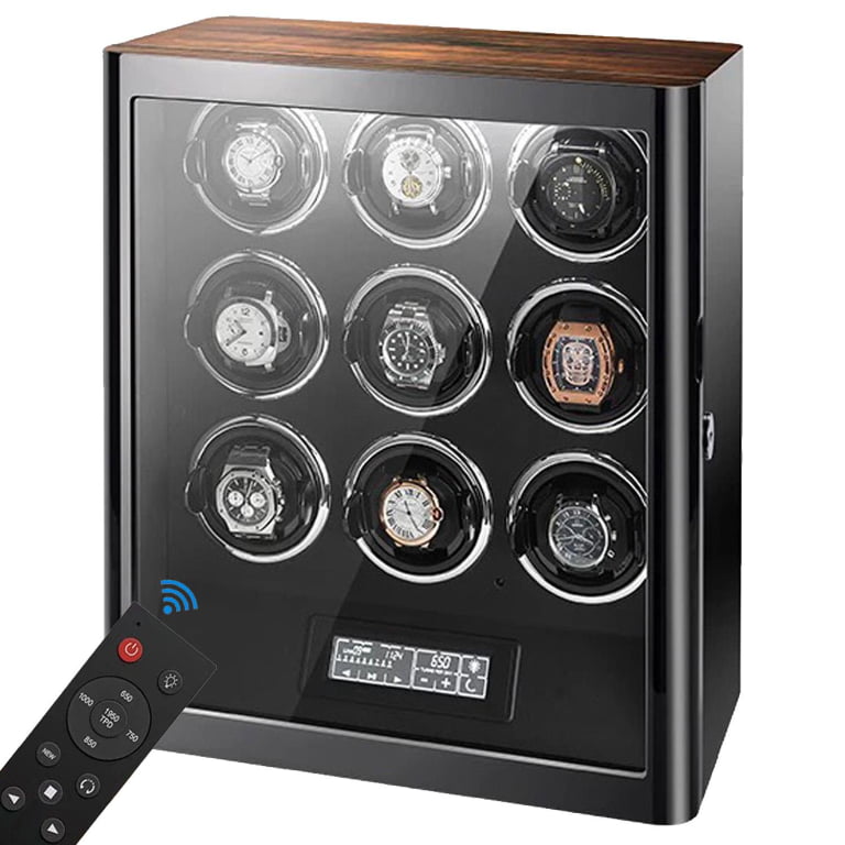 9 Watch Winder with Zebra Stripe Finish and Touchscreen Control