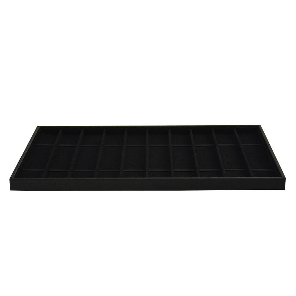 Black crocodile PU leather watch straps tray front view