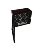 Open 6 watch winder with ebony exterior, black interior and six circular winding positions