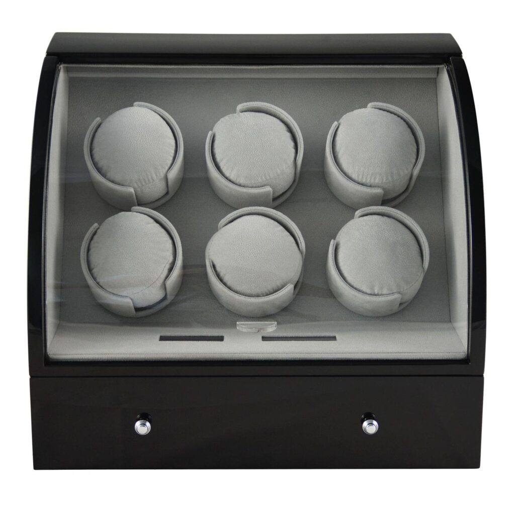12 o'clock return watch winder with touchscreen control and tempered glass display window