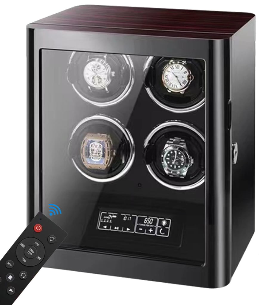 4 watch winder with ebony finish touchscreen control and remote