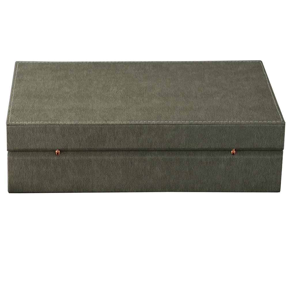 10 slot watch collection storage case with grey PU leather exterior and watch cushions