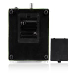 Green watch winder bottom view with battery compartment