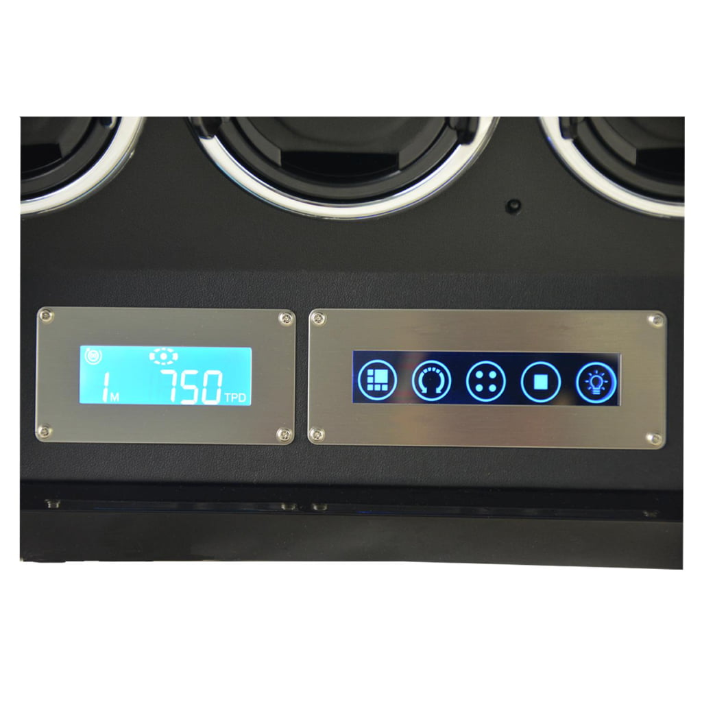 12 watch winder touchscreen control panel with illuminated TPD display and function controls