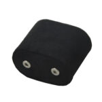 Black velvet-lined watch cushion component with two metal snap button fasteners
