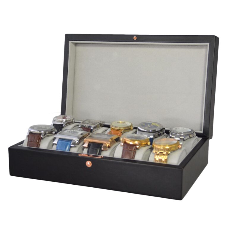 PU Leather 10 Slots Watch Display Box with Velvet Interior