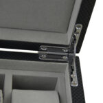 Watch case interior with velvet wrapped watch cushions