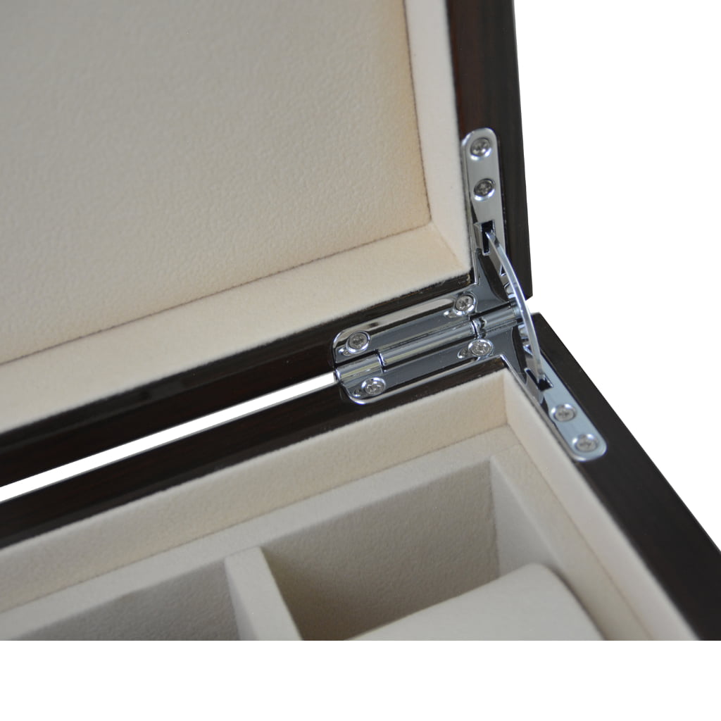 Wooden watch box front lock detail with high gloss surface