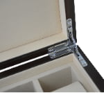 Wooden watch box front lock detail with high gloss surface