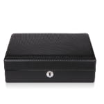 12 watch storage case with carbon fiber exterior and organized compartments