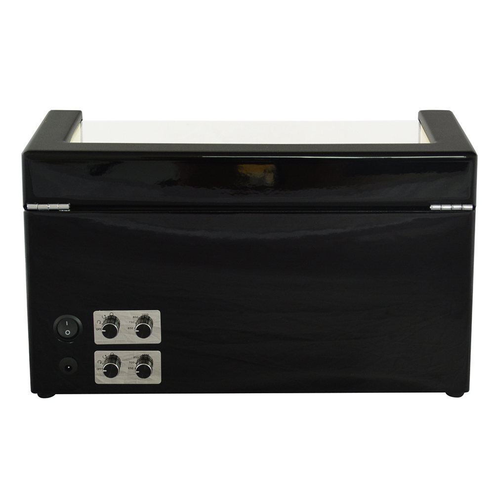 Black watch winder with four winding positions and glossy lacquered MDF exterior
