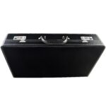 Black PU leather 30 watch case with handle and combination lock details