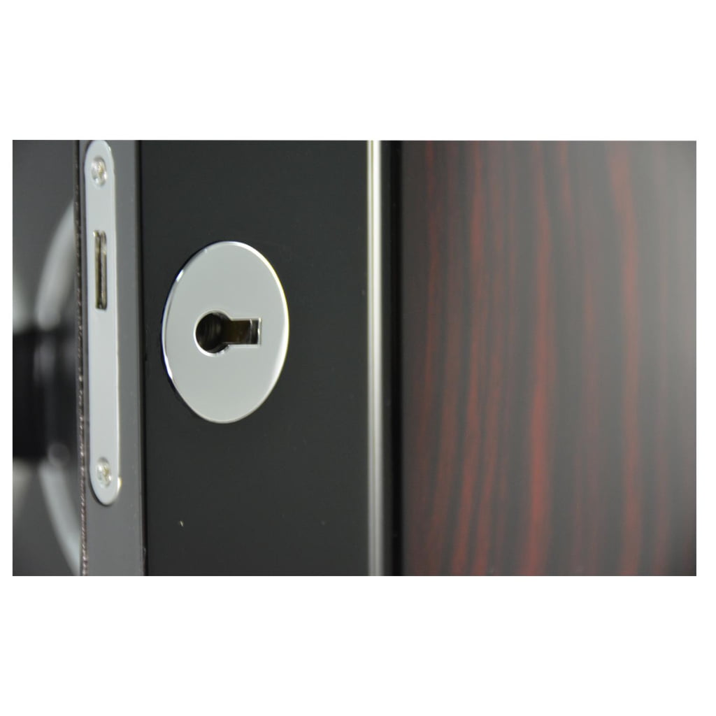 12 watch winder standard hardware lock detail beside high-gloss ebony exterior panel