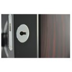 12 watch winder standard hardware lock detail beside high-gloss ebony exterior panel