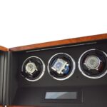 Triple watch winder LED light detail with 360 degree free-insert watch holders