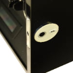 Fingerprint lock watch winder side detail with black high-gloss enclosure