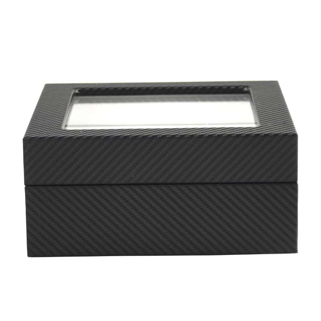 Carbon fiber 6-watch box closed with tempered glass display window