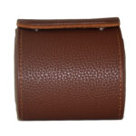 Closed brown 1 watch travel box with pebbled grain PU leather exterior