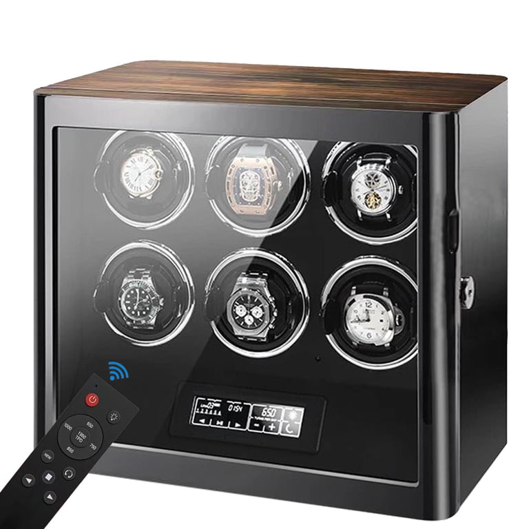 Six Watch Winder with Zebra Stripe Finish and Touchscreen Control
