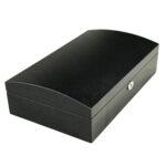 Arc watch display case showing curved carbon fibre exterior design