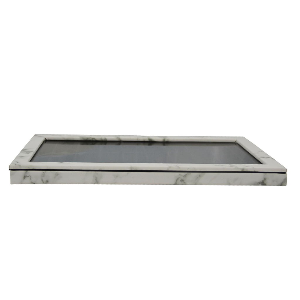 Marble white watch display case front view with slim acrylic display design