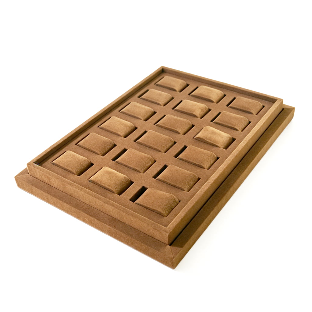 Velvet watch display tray with organized watch compartments