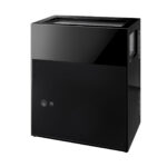 Black watch winder case rear view with high gloss lacquered exterior