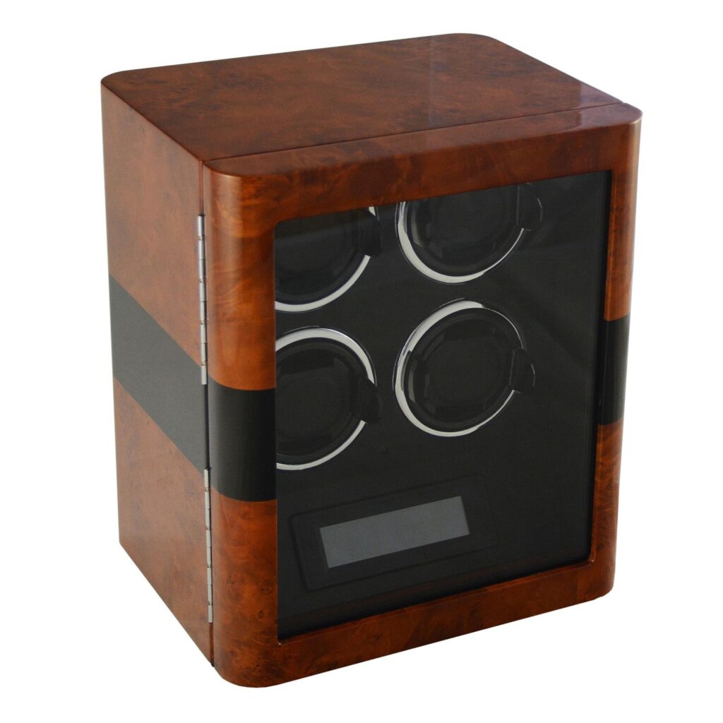 Quad Watch Winder close with 360 degree free-insert watch holders