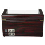 Double watch winder box control knobs for winding adjustment settings