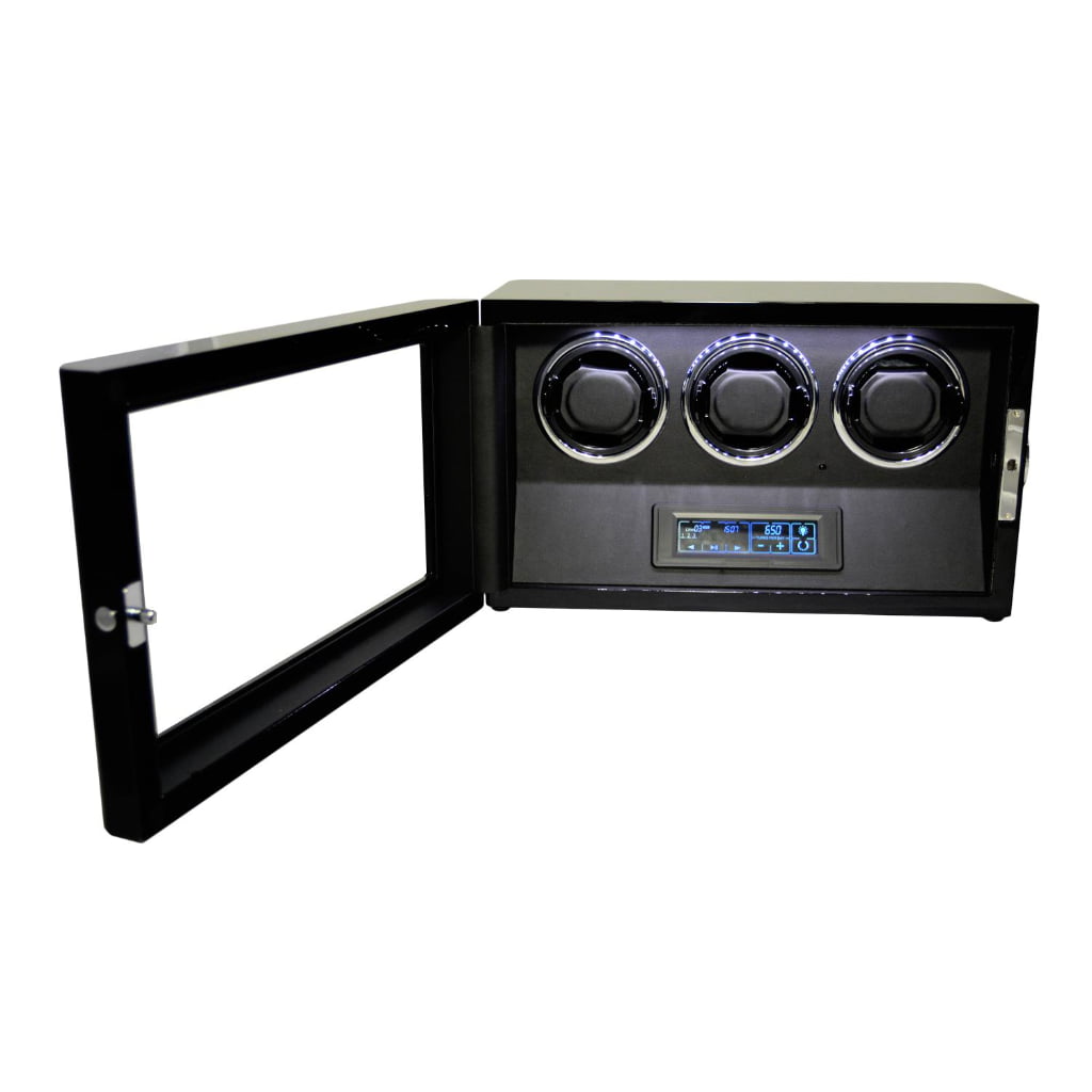 3 watch winder with fingerprint lock and open tempered glass display