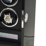 Black 2 watch winder with fingerprint lock beside the winding positions