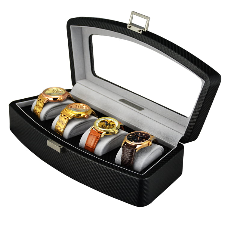 Carbon Fiber 4-Slot Watch Organizer Box