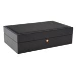 Black PU leather watch storage box with stitched edge detail