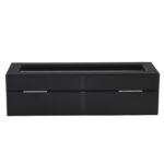 Black leather watch box with open hinged lid and interior display area