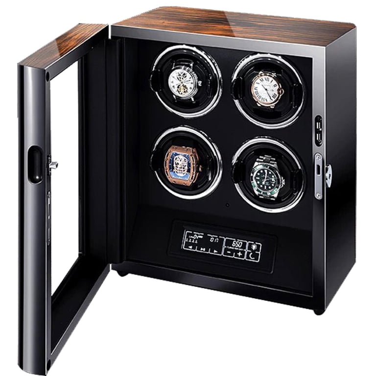 4 Watch Winder with Zebra Stripe Finish and Touchscreen Control